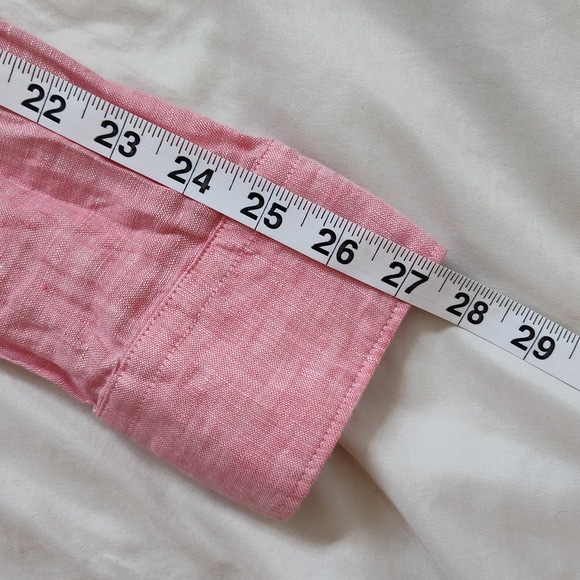 Scotch & Soda Mens Size XXL Pink Linen Button Up Long Sleeve Shirt - Picture 12 of 12